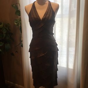 Shimmery sexy brown Cache halter dress